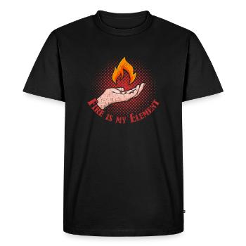 Fire element elements hand camping nature - Men's Premium Organic T-Shirt - black - Front - Nico (187cm)