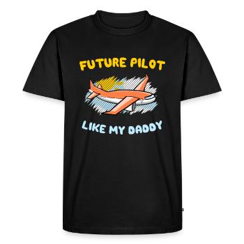 Pilot like dad plane comic kids gift - Men's Premium Organic T-Shirt - black - Front - Nico (187cm)