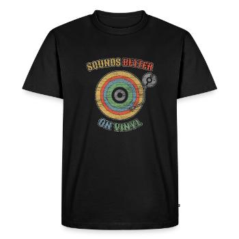 Record Gift Music Retro Vintage 70s - Men's Premium Organic T-Shirt - black - Front - Nico (187cm)