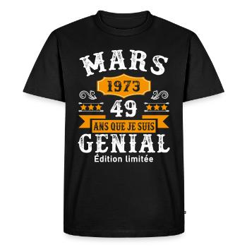 49 Ans Anniversaire Vintage Né(e) en Mars 1973 - T-shirt Premium bio Homme - noir - Devant - Nico (187cm)