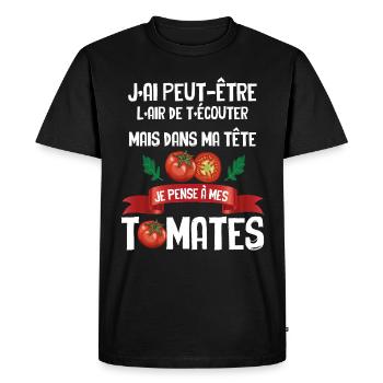 Jardinier Humour Planter Des Tomates Cadeau Jardin - T-shirt Premium bio Homme - noir - Devant - Nico (187cm)