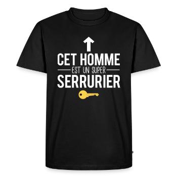 Cet homme est un super serrurier métier profession - T-shirt Premium bio Homme - noir - Devant - Nico (187cm)
