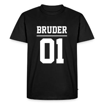 Frère 01 Meilleur Frère Frère Grand Frère n° 1 - T-shirt Premium bio Homme - noir - Devant - Nico (187cm)