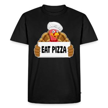 Drôle de dinde de Thanksgiving Mangez de la pizza Adulte végétalien - T-shirt Premium bio Homme - noir - Devant - Nico (187cm)