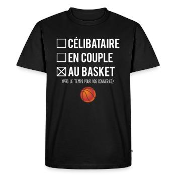 Célibataire En Couple Au Basket Passion Humour - T-shirt Premium bio Homme - noir - Devant - Nico (187cm)