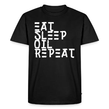 Eat Sleep Oil Repeat Massagist - Men's Premium Organic T-Shirt - black - Front - Nico (187cm)