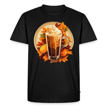 Café glacé automnal avec arôme de citrouille - T-shirt Premium bio Homme - noir - Devant - Nico (187cm)