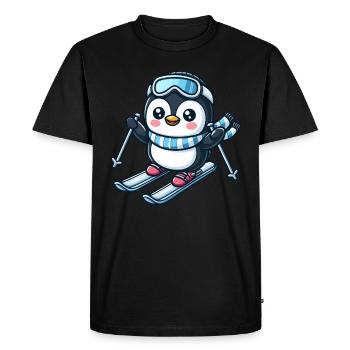 Penguin Skier Winter Sports Adventure - Men's Premium Organic T-Shirt - black - Front - Nico (187cm)