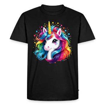 Unicorn Kids Rainbow Pony Horse Girl - Men's Premium Organic T-Shirt - black - Front - Nico (187cm)