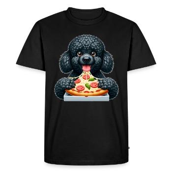 Le caniche noir aime la pizza drôle de chien - T-shirt Premium bio Homme - noir - Devant - Nico (187cm)