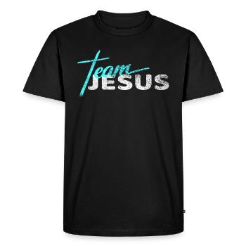 Chemise de cadeau religieux chrétien de Dieu de Jésus - T-shirt Premium bio Homme - noir - Devant - Nico (187cm)