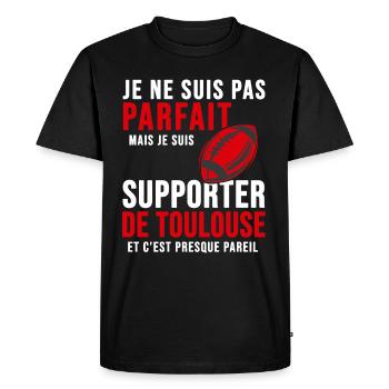 supporter rugby stade toulouse humour club TS - T-shirt Premium bio Homme - noir - Devant - Nico (187cm)