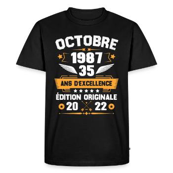 Octobre 1987 Idée cadeau d'anniversaire 35 ans - T-shirt Premium bio Homme - noir - Devant - Nico (187cm)