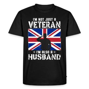 I'm Not Just A Veteran I m Also A Husband - Men's Premium Organic T-Shirt - black - Front - Nico (187cm)