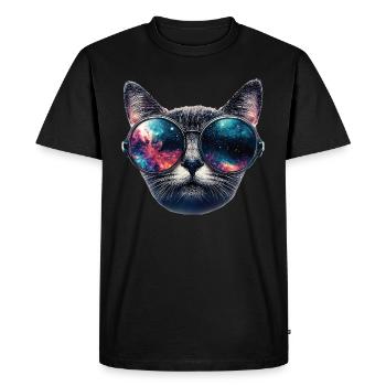 Cat Space Glasses - Men's Premium Organic T-Shirt - black - Front - Nico (187cm)