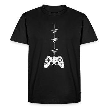 Battement de coeur de jeu - T-shirt Premium bio Homme - noir - Devant - Nico (187cm)