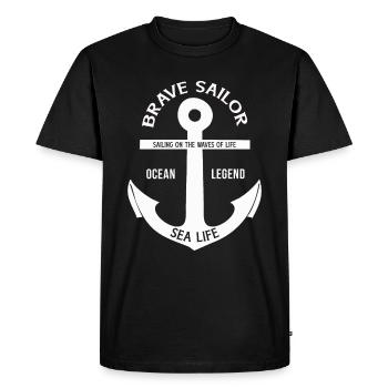 BRAVE SAILOR SEALING SEAMAN FISHING CREATOR CAPTAIN - Men's Premium Organic T-Shirt - black - Front - Nico (187cm)