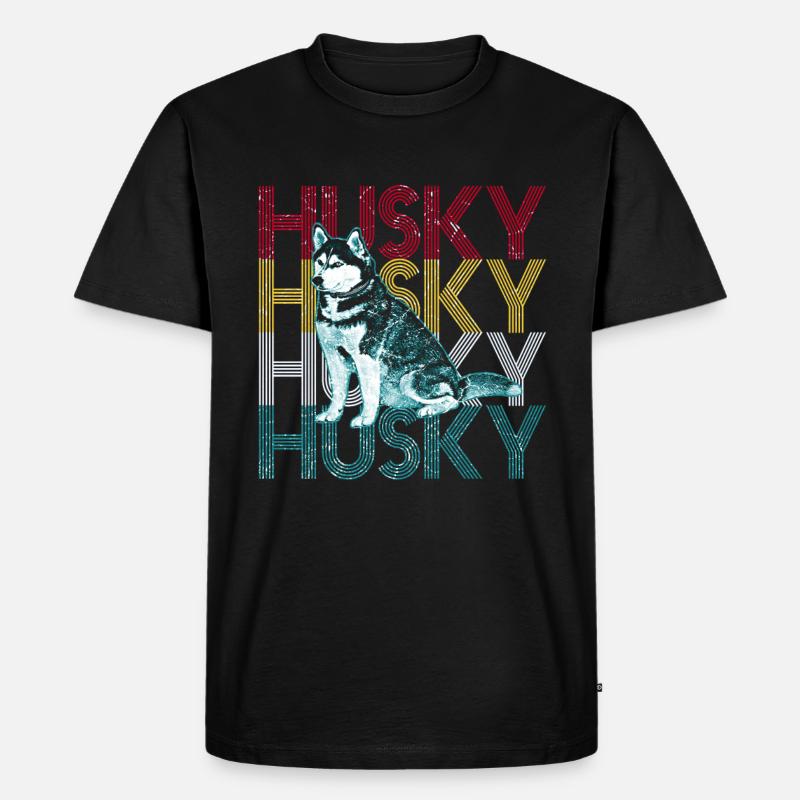 Husky - Männer Premium Bio T-Shirt - Schwarz