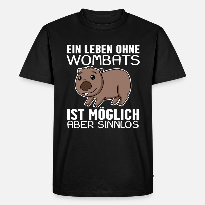 Wombat - Männer Premium Bio T-Shirt - Schwarz