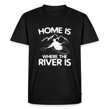 La maison est où la rivière est | Kayak Cadeaux - T-shirt Premium bio Homme - noir - Devant - Nico (187cm)
