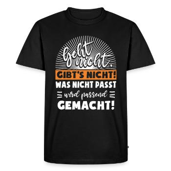 Geht nicht gibt's nicht! Spruch Motiv witzig fun - Männer Premium Bio T-Shirt - Schwarz - Vorne - Nico (187cm)