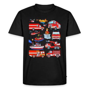 Voitures pompiers véhicules pompiers - T-shirt Premium bio Homme - noir - Devant - Nico (187cm)