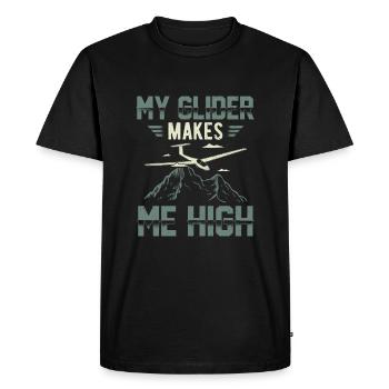 Mon planeur me fait un cadeau de pilote - T-shirt Premium bio Homme - noir - Devant - Nico (187cm)