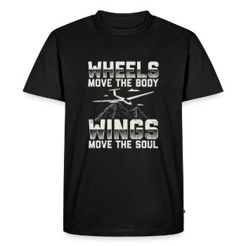 Les ailes déplacent l’âme - Idée cadeau de vol à voile - T-shirt Premium bio Homme - noir - Devant - Nico (187cm)