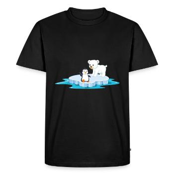 ours polaire mignon et pingouin sur la glace de la banquise - T-shirt Premium bio Homme - noir - Devant - Nico (187cm)
