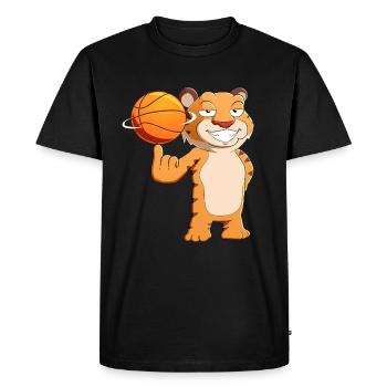 Tigre de basket-ball - T-shirt Premium bio Homme - noir - Devant - Nico (187cm)