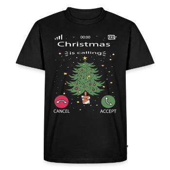 Noël approche. Noël approche. Arbre - T-shirt Premium bio Homme - noir - Devant - Nico (187cm)