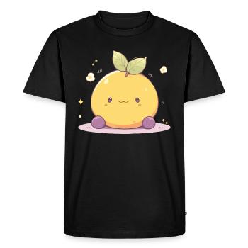 Mignon Chibi Kawaii Citron - Citron Mignon - T-shirt Premium bio Homme - noir - Devant - Nico (187cm)