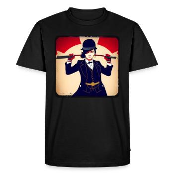 Fille cool dans le style steampunk - T-shirt Premium bio Homme - noir - Devant - Nico (187cm)