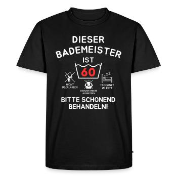 Dieser Bademeister ist 60. Schonend behandeln - Männer Premium Bio T-Shirt - Schwarz - Vorne - Nico (187cm)