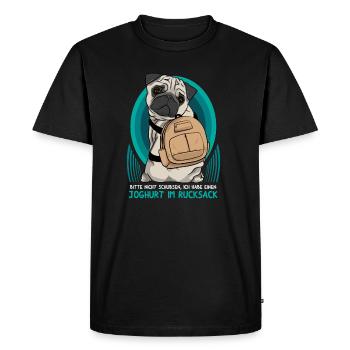 Carlin / Pug avec sac à dos - T-shirt Premium bio Homme - noir - Devant - Nico (187cm)