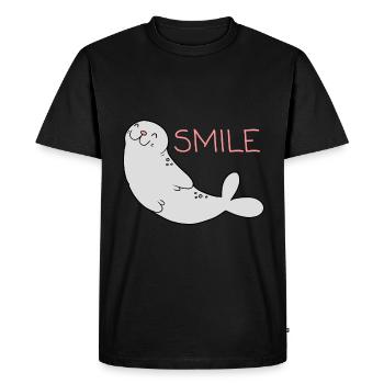 Cute seal - Men's Premium Organic T-Shirt - black - Front - Nico (187cm)