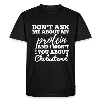 Protéines végétaliennes - T-shirt Premium bio Homme - noir - Devant - Nico (187cm)