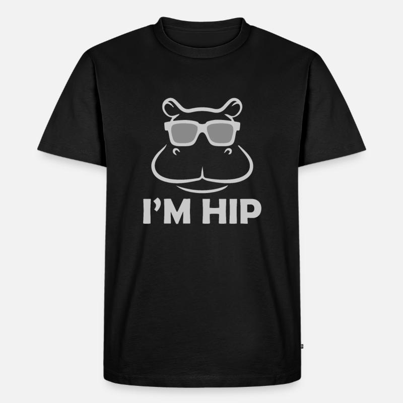 Hippo - Männer Premium Bio T-Shirt - Schwarz