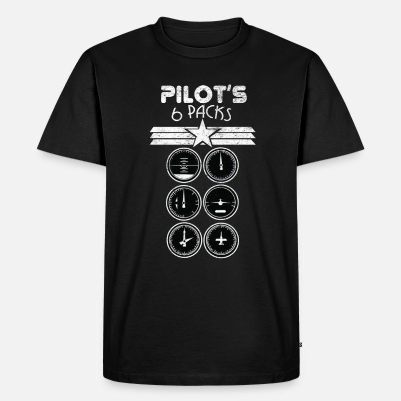 Pilot Cockpit Sixpack - Männer Premium Bio T-Shirt - Schwarz