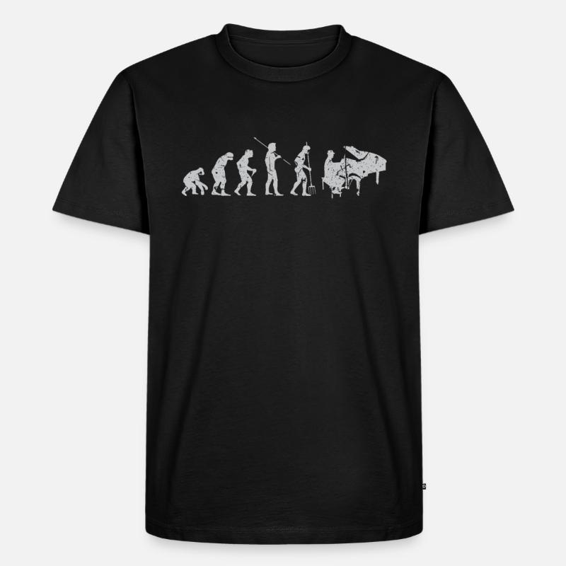 Evolution Musik Klavier - Männer Premium Bio T-Shirt - Schwarz