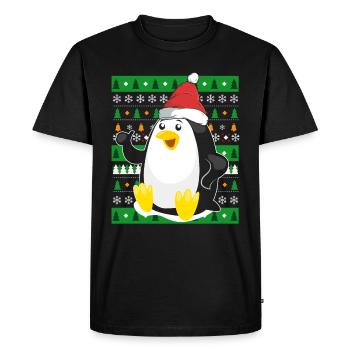 Ugly Christmas Penguin - Men's Premium Organic T-Shirt - black - Front - Nico (187cm)