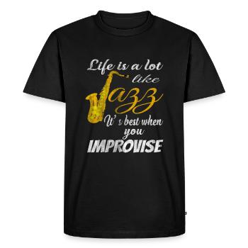 Jazz Vie - T-shirt Premium bio Homme - noir - Devant - Nico (187cm)
