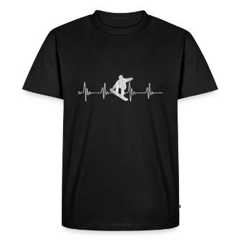 Snowboarding heart pulse - Men's Premium Organic T-Shirt - black - Front - Nico (187cm)