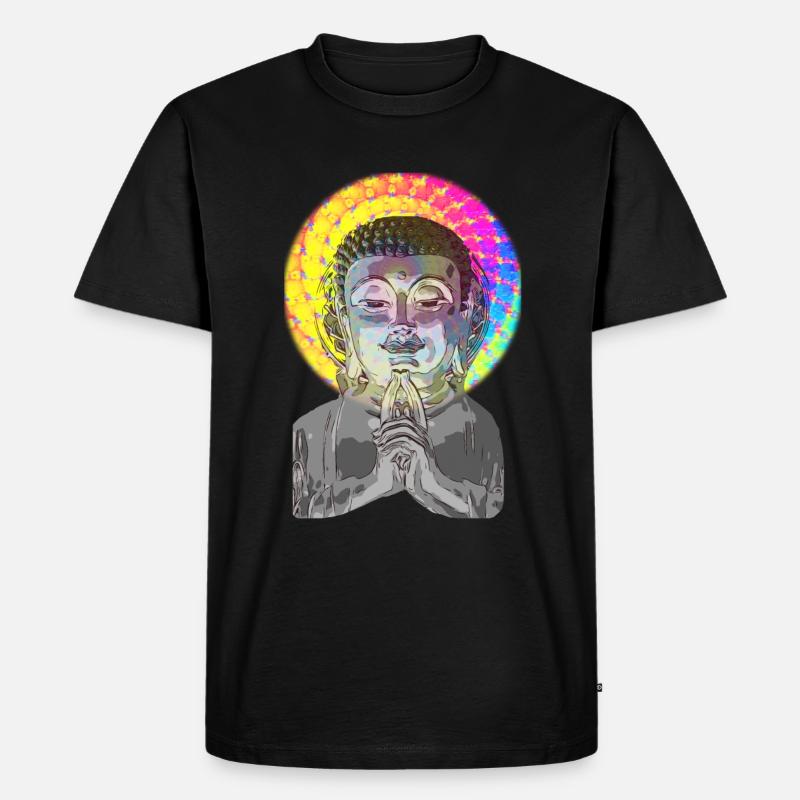 Acid LSD Psychedelisch Drogen Buddha - Männer Premium Bio T-Shirt - Schwarz