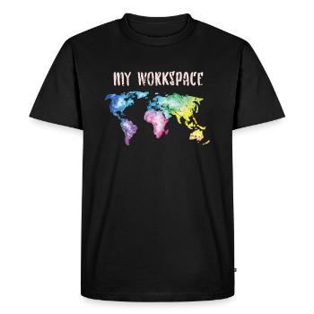 Monde carte globe - T-shirt Premium bio Homme - noir - Devant - Nico (187cm)