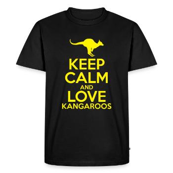 kangourou - T-shirt Premium bio Homme - noir - Devant - Nico (187cm)