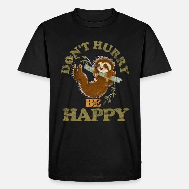 Faultier Freude Geschenkidee - Männer Premium Bio T-Shirt - Schwarz