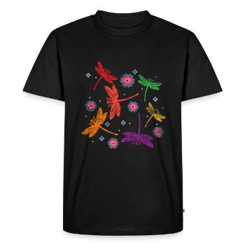 Dragonfly summer night - Men's Premium Organic T-Shirt - black - Front - Nico (187cm)