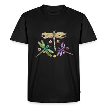 Voleur de libellule - T-shirt Premium bio Homme - noir - Devant - Nico (187cm)