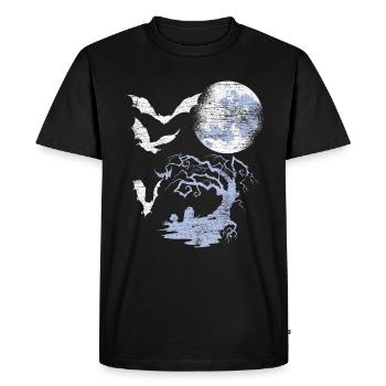 Bat Moon - Men's Premium Organic T-Shirt - black - Front - Nico (187cm)